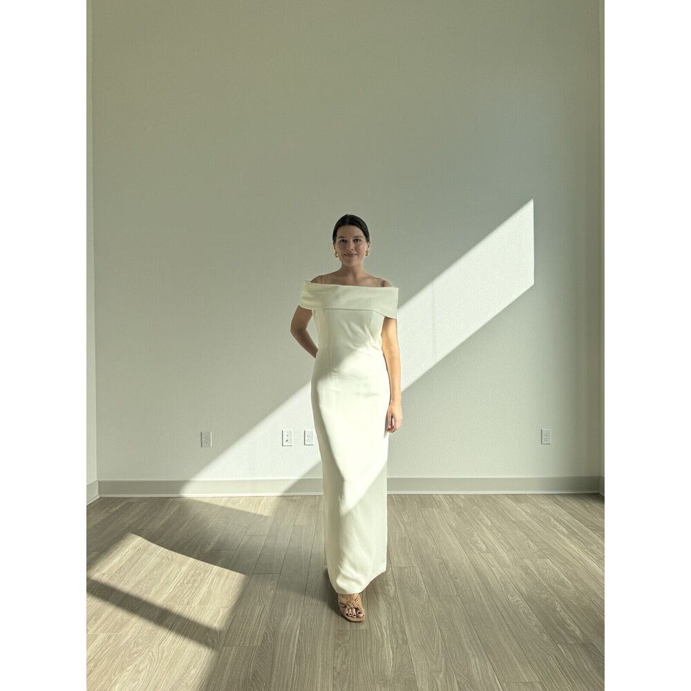 Catherine Regehr Ivory Roll Collar Off The Shoulder Gown XL US 14 16
